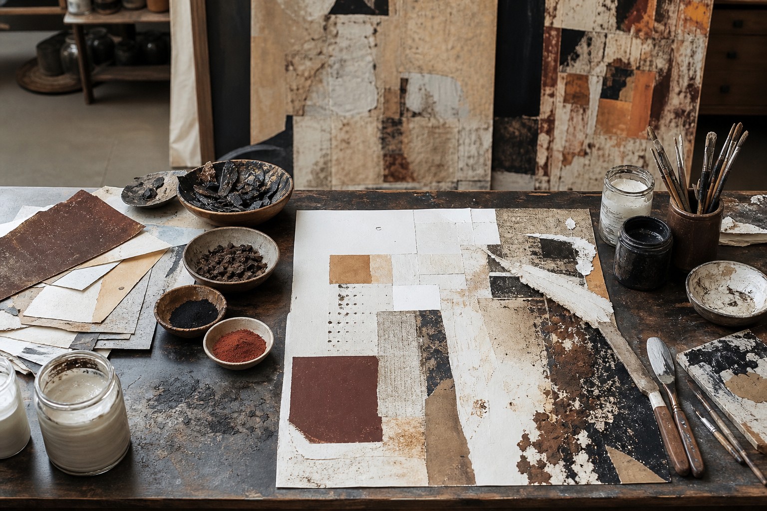 Visual artist at work in their studio